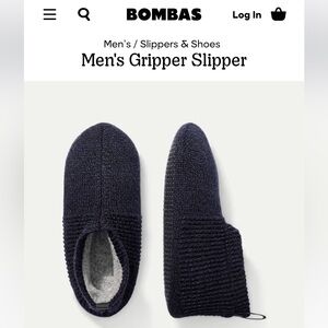 NWT Bombas navy gripper slippers, men’s L, cushioned,cozy liner,20% Merino wool